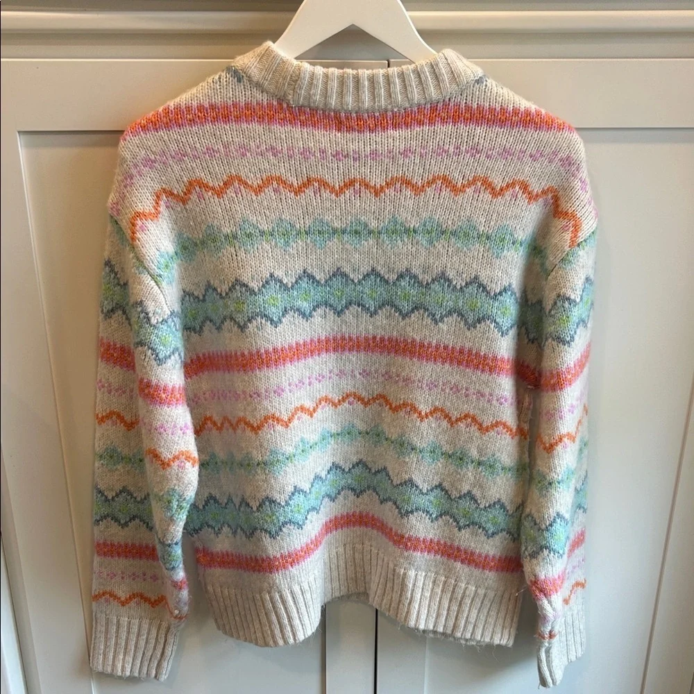 AE American Eagle Oversized Fair Isle Clean Girl Crewneck Sweater S Small